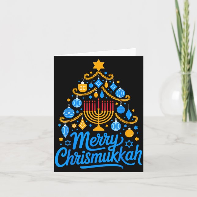 Merry Chrismukkah Holiday Hanukkah Family Matching Card (Front)