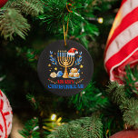 Merry Chrismukkah Holiday Hanukkah Pajama Family Ceramic Tree Decoration<br><div class="desc">This Happy Christmukkah outfit is the perfect Hanukkah present for jew men,  women,  kids. Perfect ugly Jewish Christmas Tee to wear next to your Chanukah Ornament,  Decorations,  Socks,  Candles and Menorah during Winter Holidays!</div>