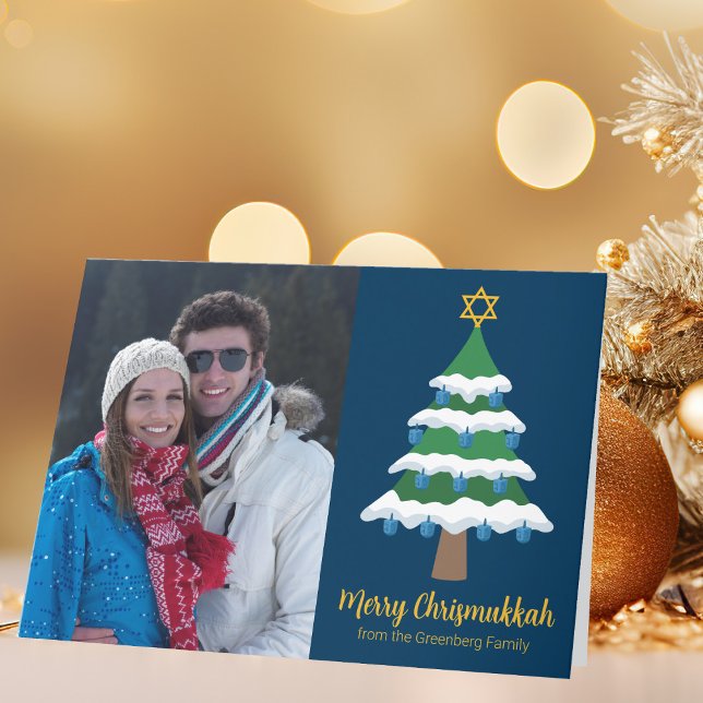 Merry Chrismukkah Jewish Family Christmas Photo Holiday Card (Creator Uploaded)