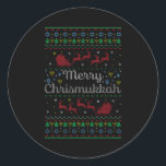 Merry Chrismukkah Jewish Hanukkah Ugly Christmas S Classic Round Sticker<br><div class="desc">Merry Chrismukkah Jewish Hanukkah Ugly Christmas Sweater</div>