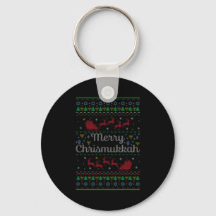 Merry Chrismukkah Jewish Hanukkah Ugly Christmas S Key Ring