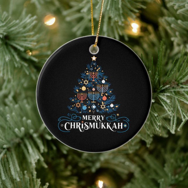 Merry Chrismukkah Jewish Holiday Hanukkah Ceramic Tree Decoration (Tree)