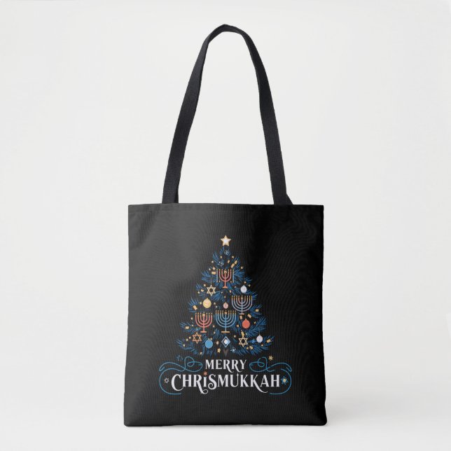 Merry Chrismukkah Jewish Holiday Hanukkah Tote Bag (Front)
