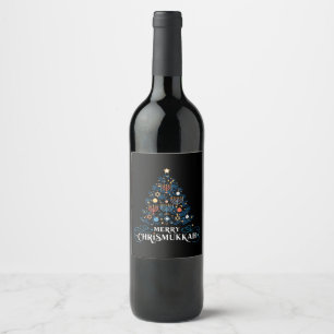 Merry Chrismukkah Jewish Holiday Hanukkah Wine Label
