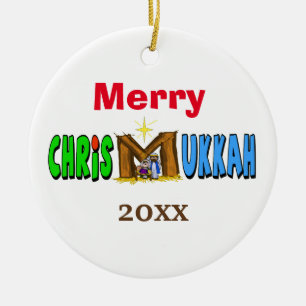 Merry Chrismukkah Manger Ornament Customise It!