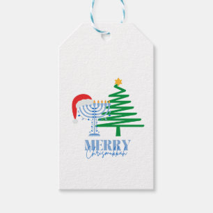 Merry Chrismukkah Menorah and Tree Gift Tag
