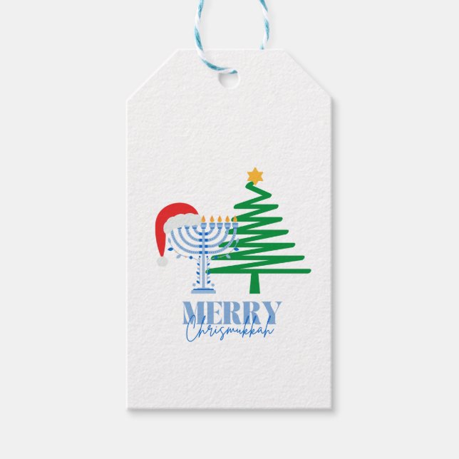 Merry Chrismukkah Menorah and Tree Gift Tag (Front)