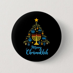 Merry Chrismukkah Menorah Christmas Tree Chanukah 6 Cm Round Badge