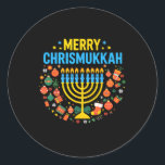 Merry Chrismukkah Merry Christmas Happy Chanukah J Classic Round Sticker<br><div class="desc">Merry Chrismukkah Merry Christmas Happy Chanukah Jewish</div>