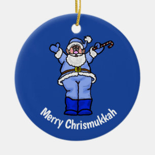 Merry Chrismukkah Santa Orament Ceramic Tree Decoration