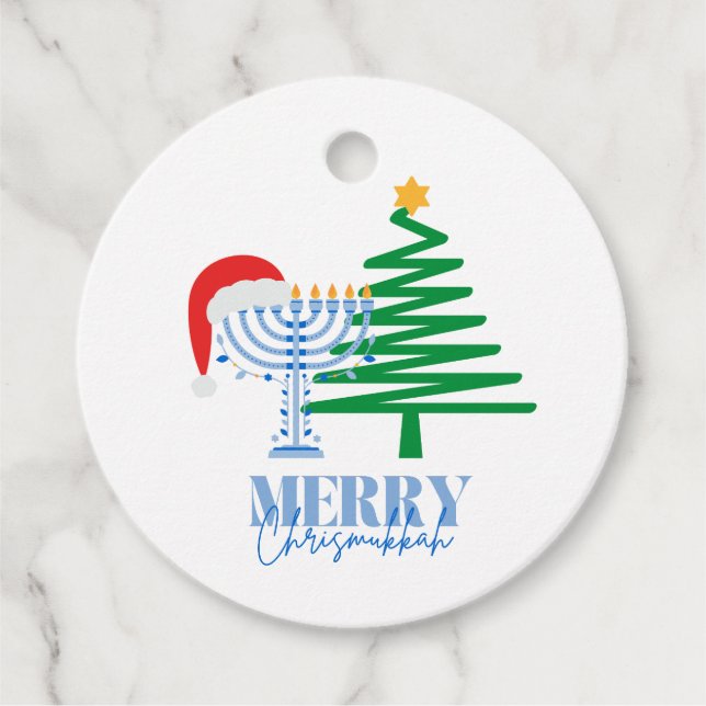 Merry Chrismukkah Simple Favour Gift Tag (Front)