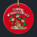 Merry Chrismukkah with Elves and Dreidels Ceramic Tree Decoration<br><div class="desc">It's a true Chrismukkah for 2019! Christmas and Hanukkah fall over the same week! Add these fun interfaith (Hanukkah and Christmas) ornaments to your Chrismukkah celebrations this year. If you celebrate the holidays together, these are a nice touch. This is our design and you won't find it anywhere other than...</div>