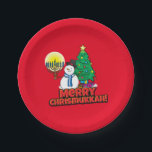 Merry Chrismukkah with Snowman and Menorah Paper Plate<br><div class="desc">It's a true Chrismukkah for 2019! Christmas and Hanukkah fall over the same week! Add these fun interfaith (Hanukkah and Christmas) paper plates to your Chrismukkah celebrations this year. If you celebrate the holidays together, these are a nice touch. This is our design and you won't find it anywhere other...</div>