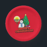 Merry Chrismukkah with Snowman and Menorah Paper Plate<br><div class="desc">It's a true Chrismukkah for 2019! Christmas and Hanukkah fall over the same week! Add these fun interfaith (Hanukkah and Christmas) paper plates to your Chrismukkah celebrations this year. If you celebrate the holidays together, these are a nice touch. This is our design and you won't find it anywhere other...</div>