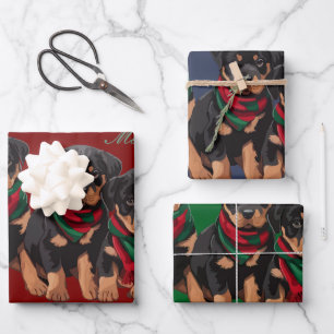 Merry Chrismutts Dog Family Holiday Greeting Wrapping Paper Sheet