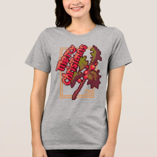 Merry Chrisrmas Holly Pixel Art T-Shirt Tri-Blend Shirt