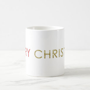 Merry Christ in Christmas Gold Glitter Coffee Mug