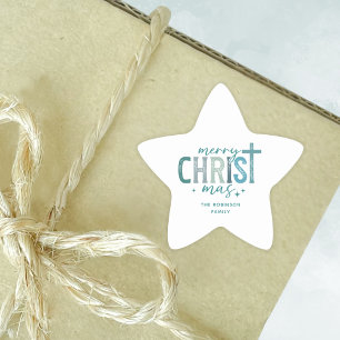 Merry Christ mas Christian Boho Family Name Star Sticker