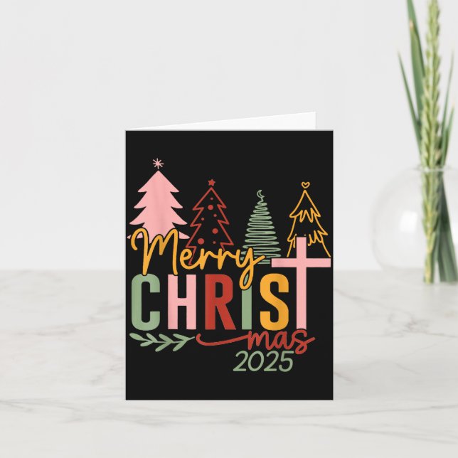 Merry Christ Mas Christian Christmas 2025 Family P Card (Front)