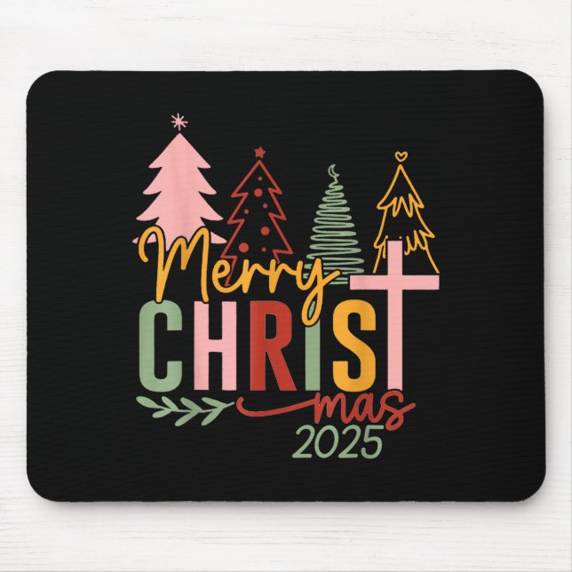 Merry Christ Mas Christian Christmas 2025 Family P Mouse Mat (Front)