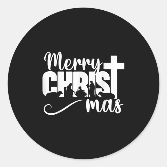 Merry Christ Mas Christian Christmas Jesus Christm Classic Round Sticker (Front)