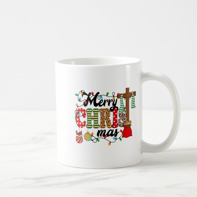 Merry Christ Mas Christian Christmas Jesus Christm Coffee Mug (Right)