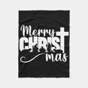 Merry Christ Mas Christian Christmas Jesus Christm Fleece Blanket