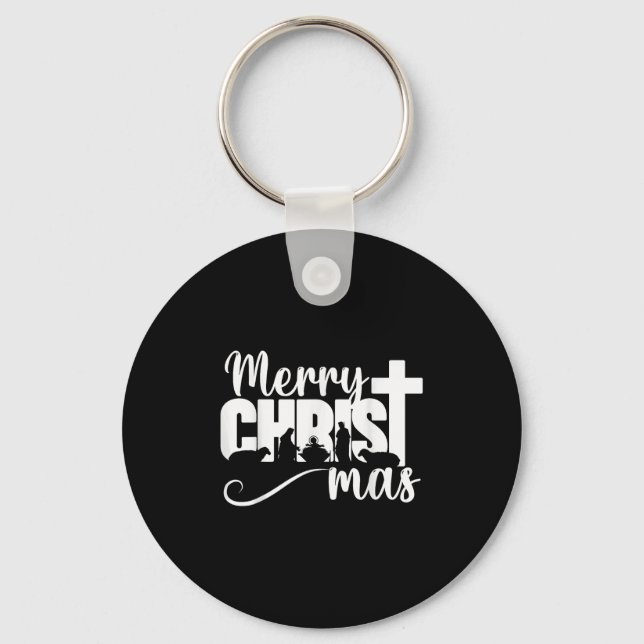 Merry Christ Mas Christian Christmas Jesus Christm Key Ring (Front)