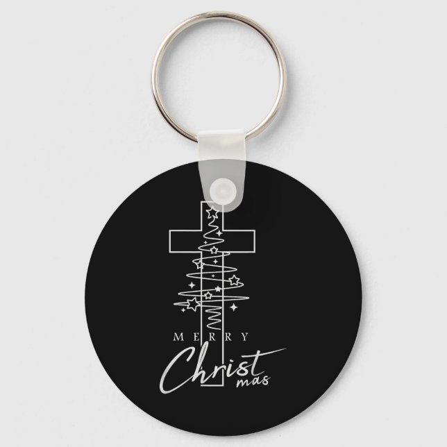 Merry Christ Mas Christian Christmas Jesus Christm Key Ring (Front)