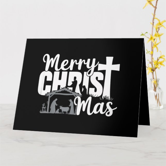 Merry Christ Mas Christian Christmas Jesus Family  Card (Yellow Flower)