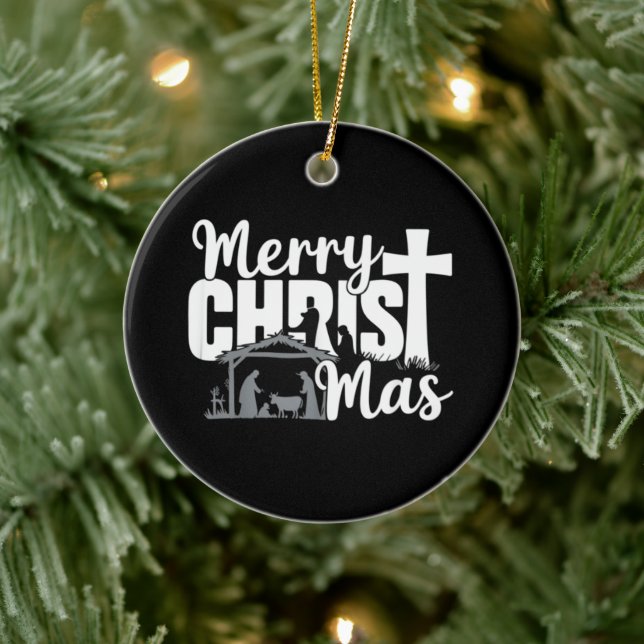 Merry Christ Mas Christian Christmas Jesus Family  Ceramic Tree Decoration (Tree)