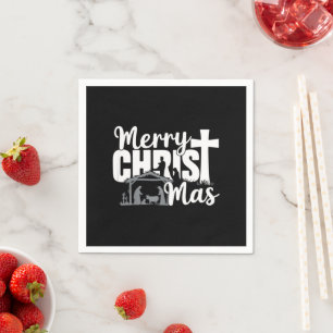 Merry Christ Mas Christian Christmas Jesus Family  Napkin