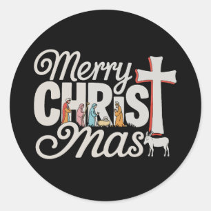 Merry Christ Mas Christian Christmas Jesus Xmas Classic Round Sticker