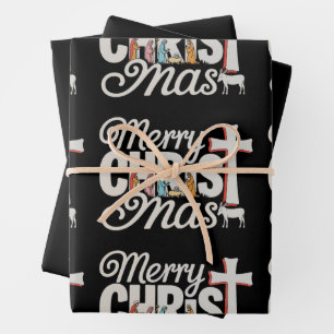 Merry Christ Mas Christian Christmas Jesus Xmas Wrapping Paper Sheet