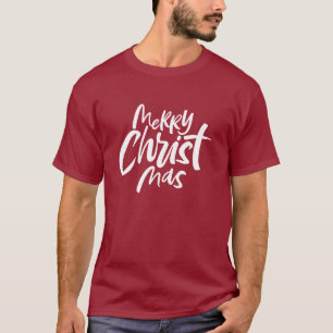 Merry Christ Mas Christian Christmas Lettering T-Shirt