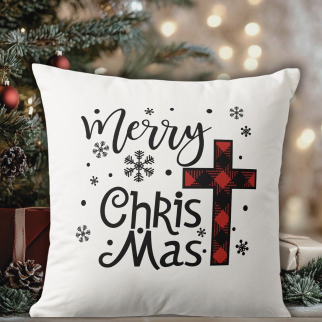 Merry Christ Mas Christian Religious Christmas Cushion (Merry Christ Mas Christian Religious Christmas Throw Pillow)