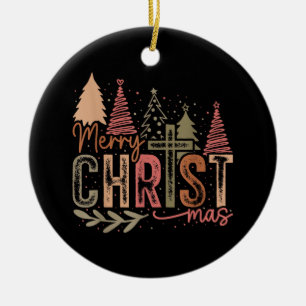 Merry Christ Mas Christmas Christian Faith Jesus C Ceramic Tree Decoration