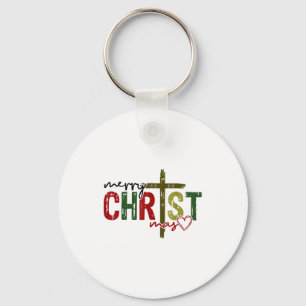 Merry Christ Mas Faith Cross Religious Christmas Q Key Ring