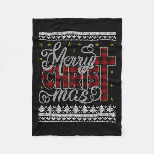 Merry Christ Mas Jesus Christian Pyjamas Ugly Chri Fleece Blanket