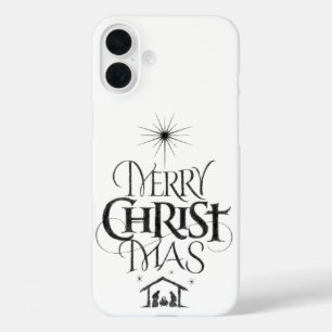 Merry Christ Mas Religious Christmas Calligraphy iPhone 16 Plus Case