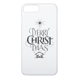 Merry Christ Mas Religious Christmas Calligraphy iPhone 8 Plus/7 Plus Case
