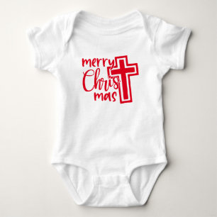 Merry Christ-mas with Cross Baby Bodysuit