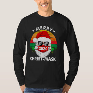 Merry Christ Mask 2020 Santa Face Mask Pyjamas Fam T-Shirt