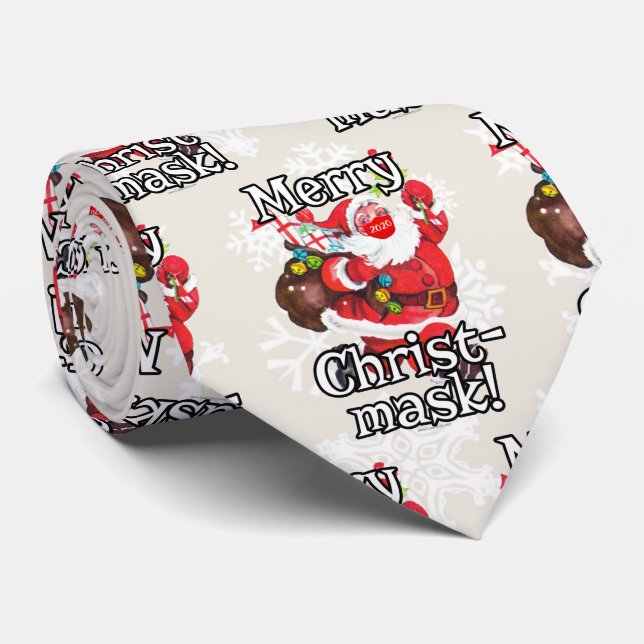 Merry Christ-mask funny Christmas Santa Mask 2020 Tie (Rolled)