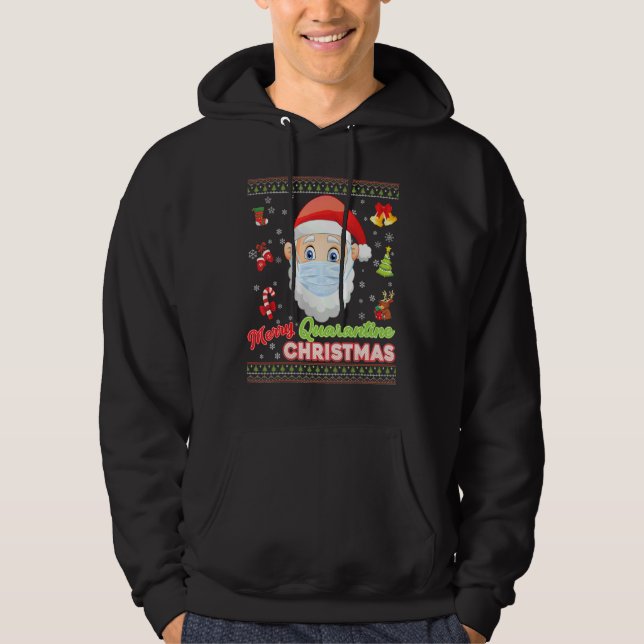 Merry Christ Mask Santa Elf Face Mask Christmas Ug Hoodie (Front)