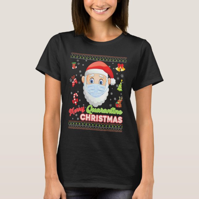 Merry Christ Mask Santa Elf Face Mask Christmas Ug T-Shirt (Front)