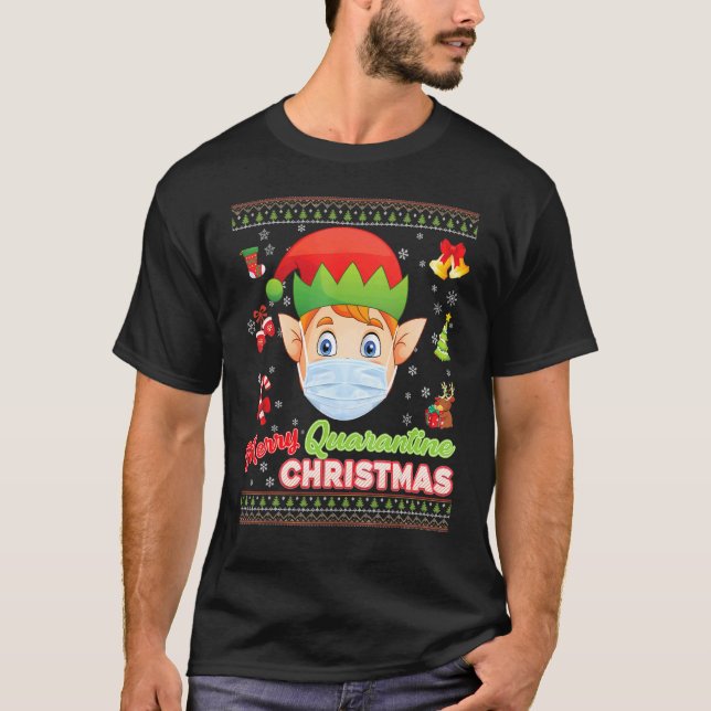Merry Christ Mask Santa Elf Face Mask Christmas Ug T-Shirt (Front)