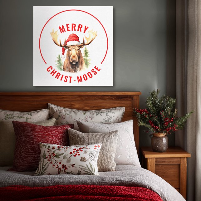 Merry Christ-moose Funny Christmas Moose Canvas Print (Creator Uploaded)
