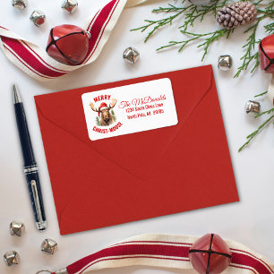 Merry Christ-moose Funny Christmas Moose Label