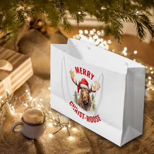 Merry Christ-moose Funny Christmas Moose Large Gift Bag